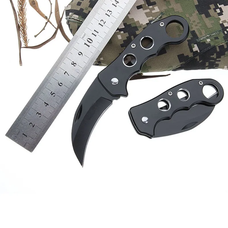 Mini portátil de cuchillo plegable de Camping táctico plegable anillo al aire libre herramientas de caza de acero clave cuchillo de supervivencia