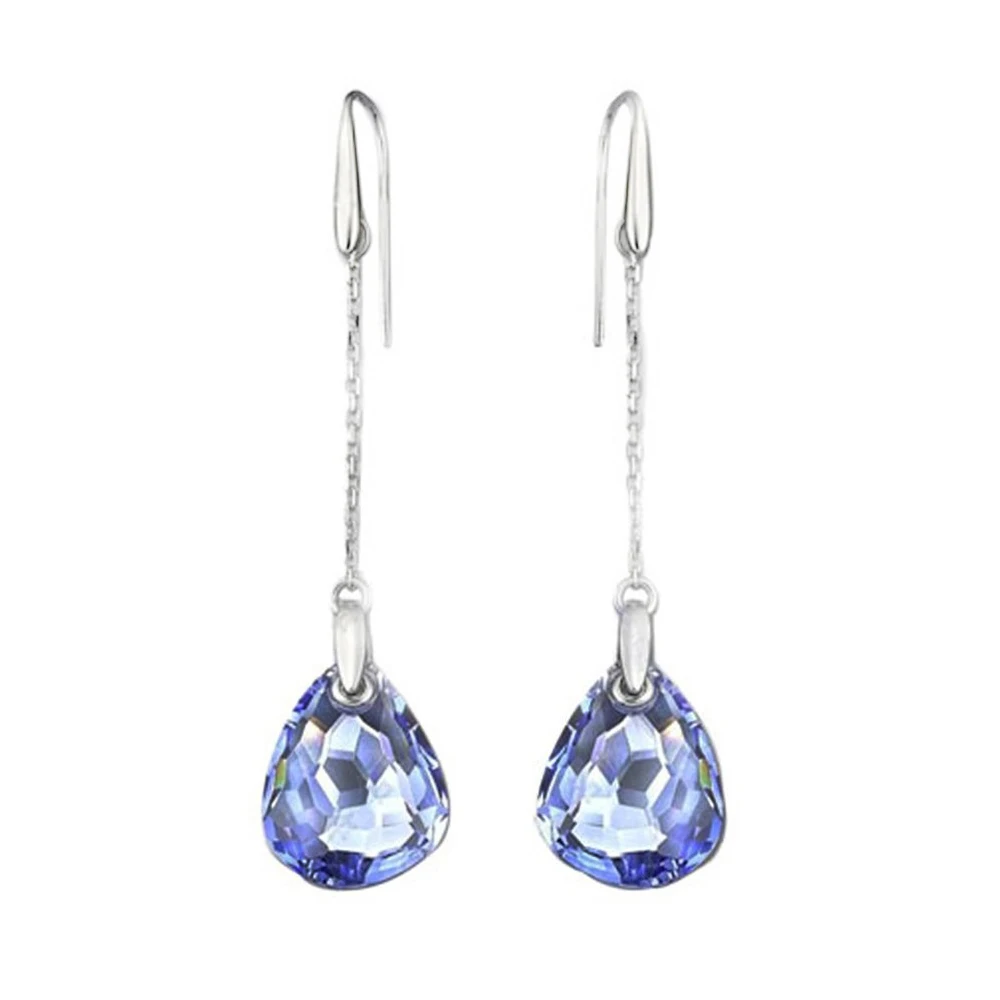 

Fanier Swa 2019 Fashion Trend Of New Long Fall Rain Ears Drops Of Shiny Blue Water Nails Romantic Crystal Ear Of Free Seals