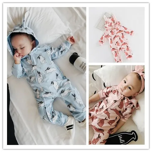 

2017 SPRING SUMMER BABY BOY CLOTHES BABY GIRL CLOTHES KIDS RABBIT EARS CARTOON BABY ROMPERS NEW BORN BABY CLOTHING KIKIKIDS