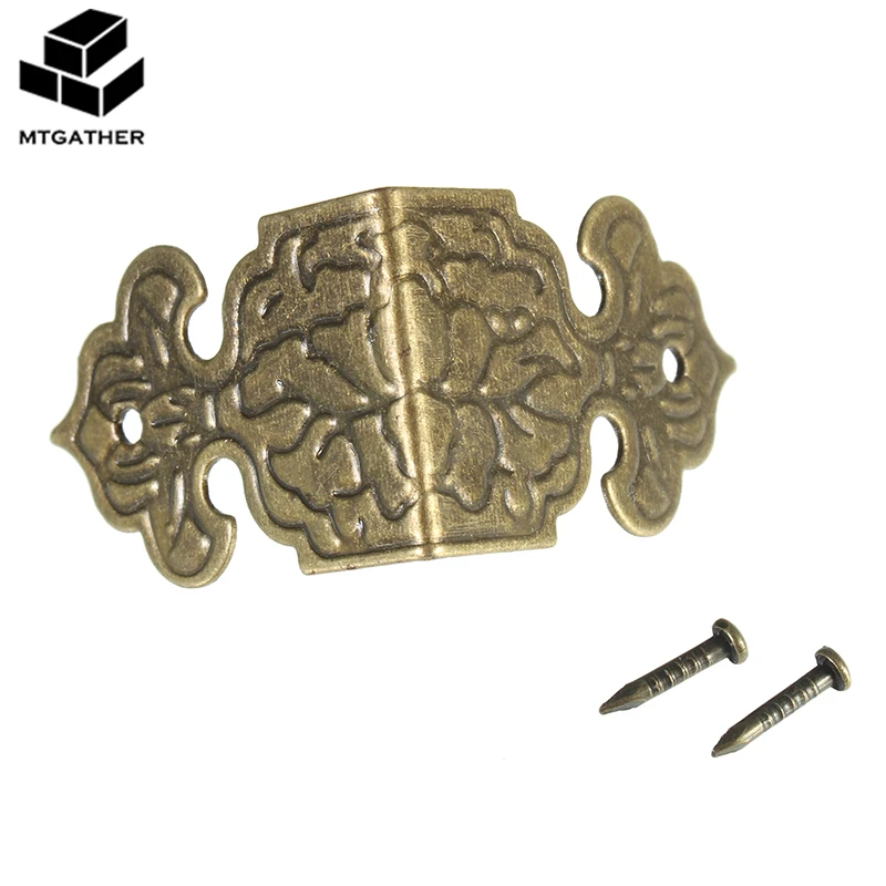

MTGATHER 12pcs Antique Brass Corner Bracket Jewelry Gift Box Wood Case Decorative Feet Leg Corner Protector Furniture Fittings