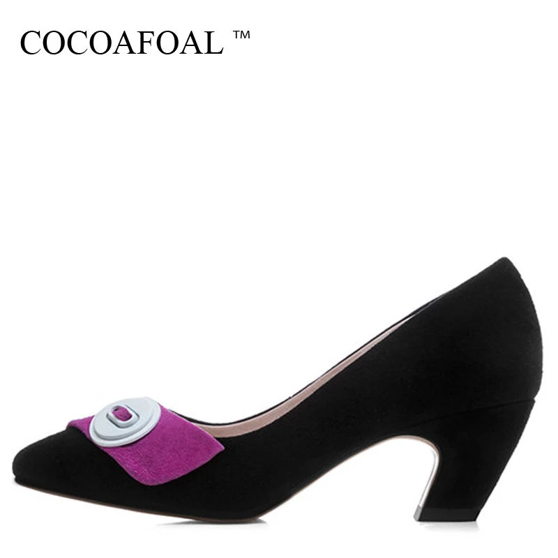 

COCOAFOAL Woman Purple High Heels Shoes Apricot Fashion Sexy Stiletto Plus Size 34 - 43 Shoes Genuine Leather Pointed Toe Pumps