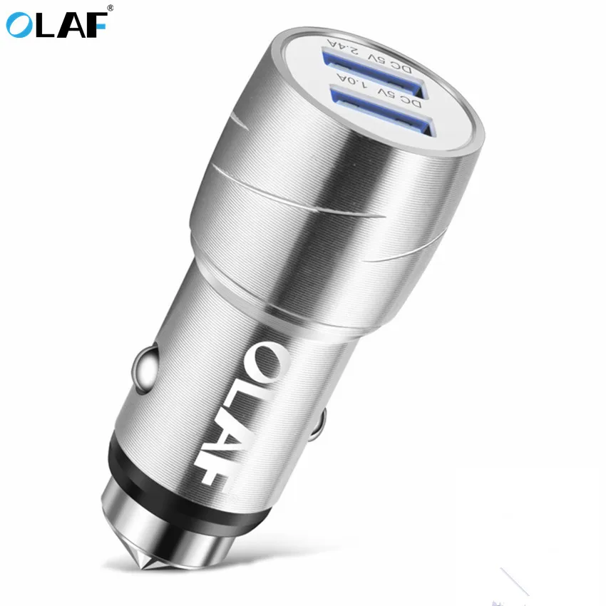 

Olaf 5V 2.4A Car Charger Universal Dual Port USB Charger in Car Mobile Phone Charger Adapter For iPhone X Samsung Xiaomi Charger