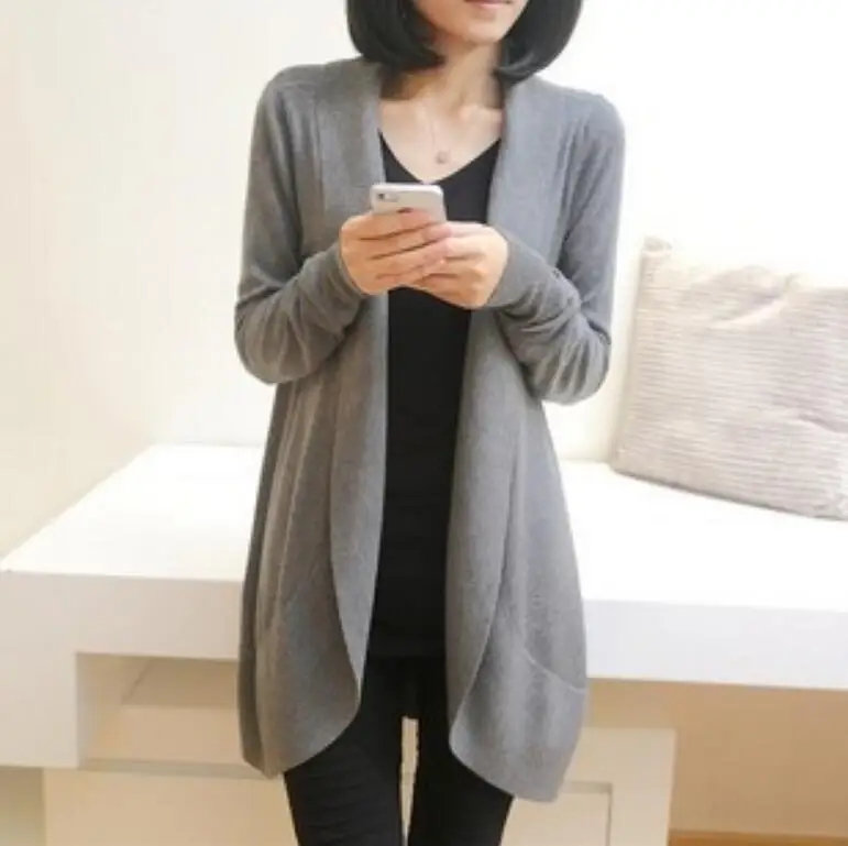 Autumn Winter New Women Long Sleeve Knitted Sweater Casual Solid Scarf Collar Cardigans Sweaters |