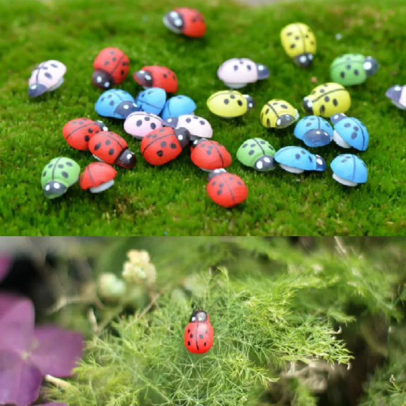 

50pcs Red Ladybug 1.4cm Cute Miniature Animal Figurine Anime Action Figure Toy for Home Garden Decor DIY Accessories