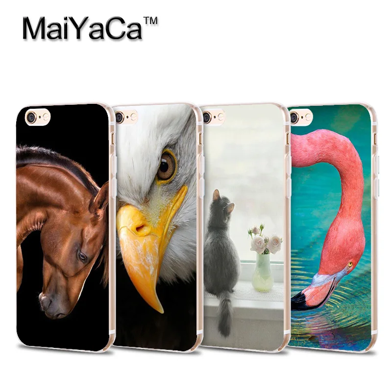

MaiYaCa Horse Bird Flamingo cat cicada eagle swan Animals soft Phone Case Cover For iPhone 4s 5s 6s 7 8plus x xs max xr case