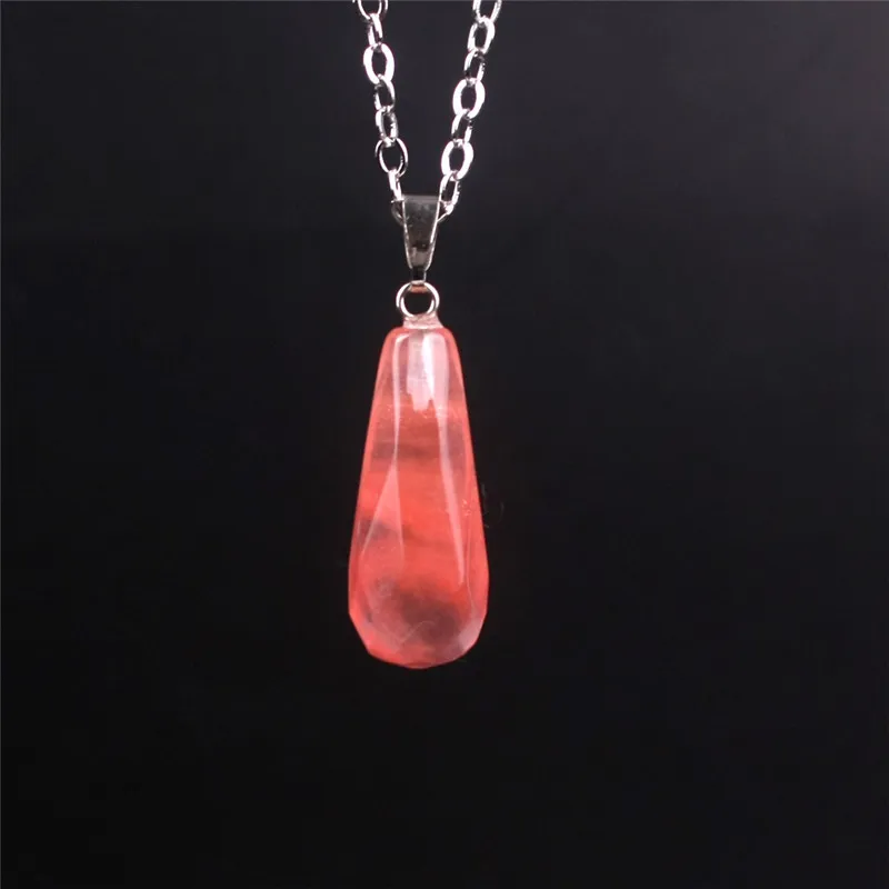 

New Fashion Jewelry Natural Stone Bullet Shaped NecklacesTurquoise Water Drop Quartz Stone Pendant Necklace for Women Gift