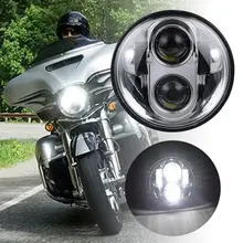 Moto Accessories 5.75″ LED Headlight Motorcycle 5-3/4″ Headlamp for Harley Davidson Projector Daymaker Chrome Black