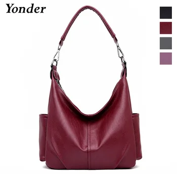 

Soft casual tote hand bags ladies china leather handbags women's shoulder bag female large messenger bag women Wine/Gray/Black