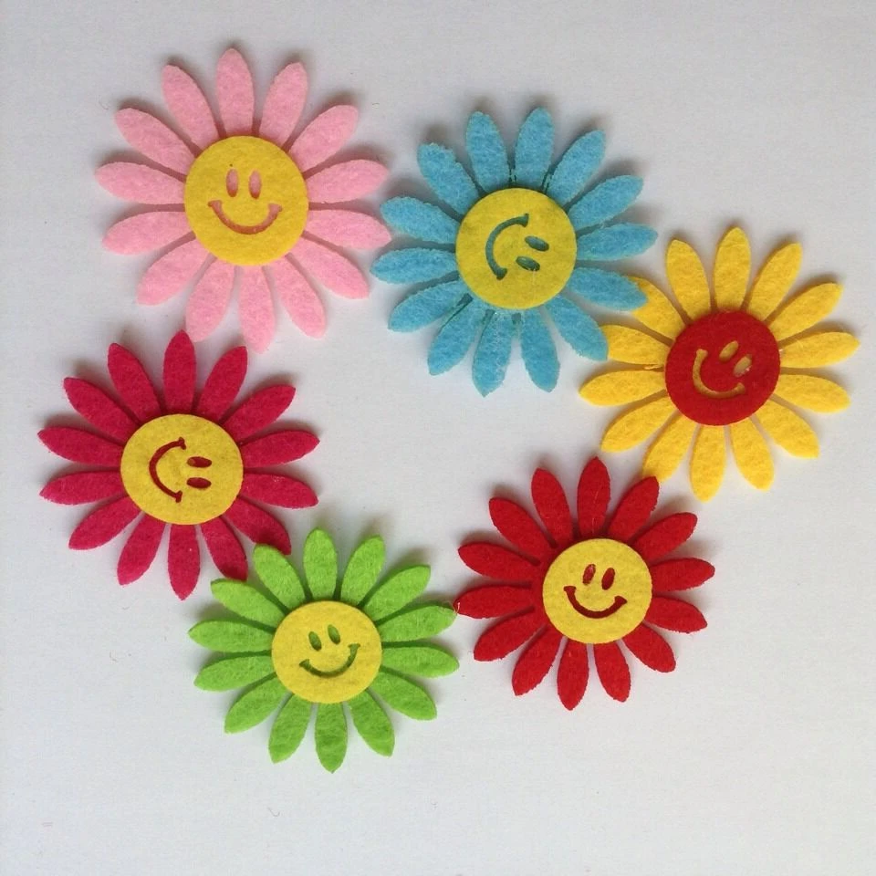 DIY felt small colorful flowers with smile 50PCS/lot 50*50mm | Дом и сад