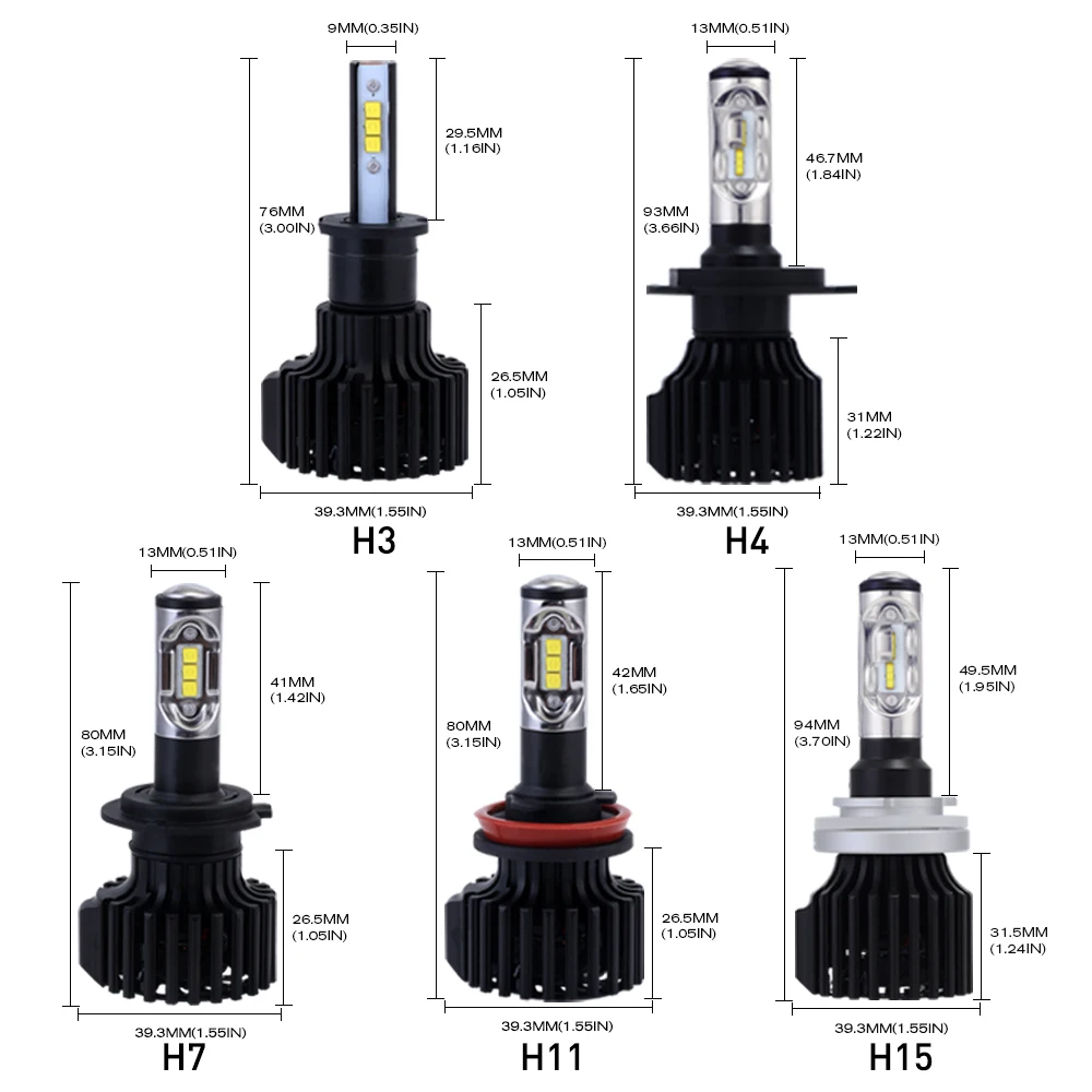 NOVSIGHT H15 H4/HB2/9003 Автомобильный светодиодный фары 60 Вт 12000LM 9006 9005 H7 H11/H8/H9 H1 H3 Противотуманные фары холодный белый 6000K Противотуманные огни