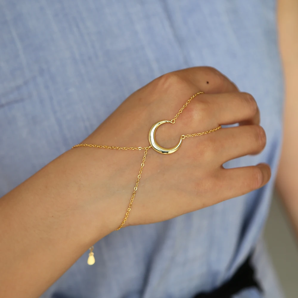 Уникальный Золотой Розовый цвет браслет с Луной браслет очаровательный золотой браслет-цепочка лучший друг подарок для сестры ювелирные изделия 16+ 5 см регулируемый размер