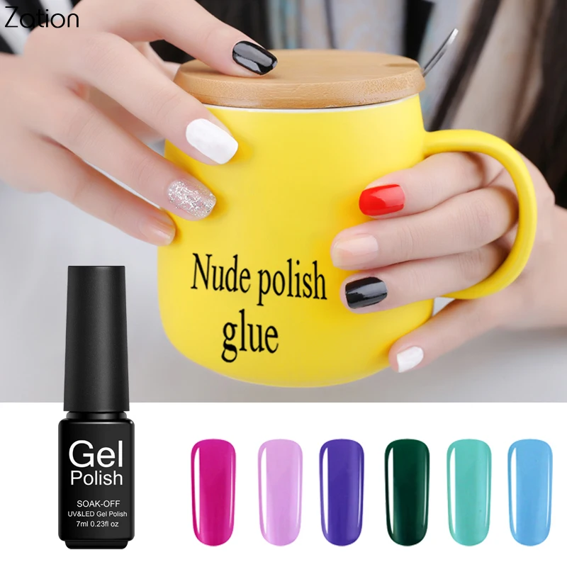 Zation 7ML UV Gel Nail Polish Design of Nails GelLak Hybrid Lacquer Semi Permanent 29 Colors Lucky Varnish Gelpolish | Красота и