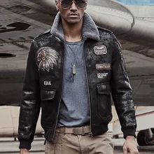 Индийский тотем Мужская авиатор куртка Мужская s овчина пальто пилот куртка Мужская s мех пальто B3 овчина верхняя одежда