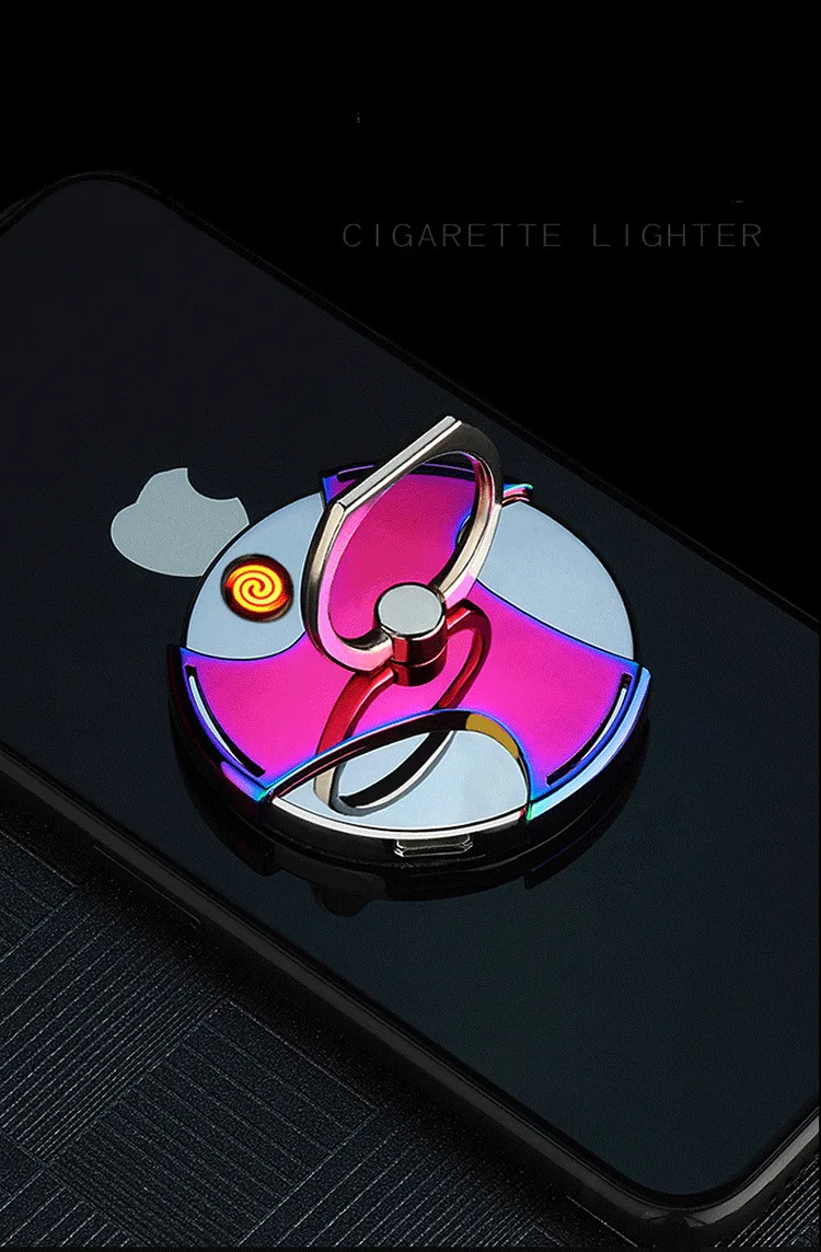 1 шт. USB Зажигалка креативная кольцевая зарядка электрическая импульсная Зажигалка компактный кронштейн для телефона электронная сигаретная плазма Зажигалка на заказ