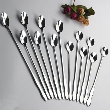 

1PC Long-handled gourd coffee spoon Tableware Stainless Steel Tea Coffee Ice Cream Spoon Dinnerware 20/26cm Dropshipping