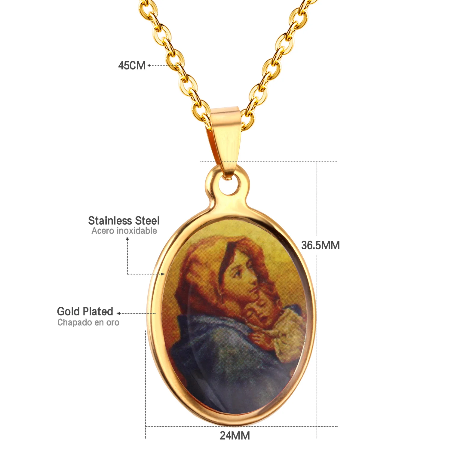 LUXUKISSKIDS ожерелье из нержавеющей стали Blessed Virgin Mary Hug A Lovely Boy Подвески Ожерелья 5