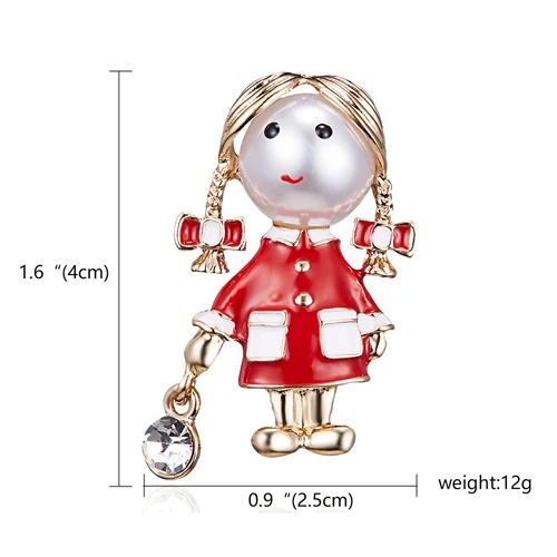 RINHOO Gymnastics Girl Flower Dancer Crystal Brooches for Women Cute Pin Bijouterie High Quality Corsage Fashion Wedding Jewelry Little Girl