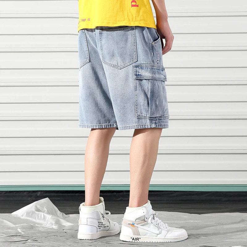 Летний стиль, мужские уличные джинсовые шорты, облегающие джинсовые шорты для улицы, мужские хлопковые джинсовые шорты ABZ400