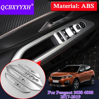 

QCBXYYXH 4pcs Internal Decorations Stickers ABS Car Styling Car Door Window Lift Switch Panel Sequins For Peugeot 3008 2017-2019