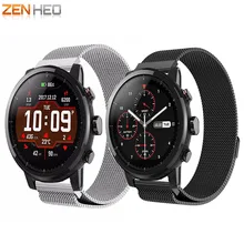 22mm Milanese Loop Magnetic Stainless Steel Watch Band for Xiaomi Huami Amazfit Smart Watch Strap Wrist Bracelet For Amazift 2 22mm milanese loop band stainless steel bracelet magnetic strap for pebble time asus zenwatch 1 2 men lg g watch w100 w110 w150