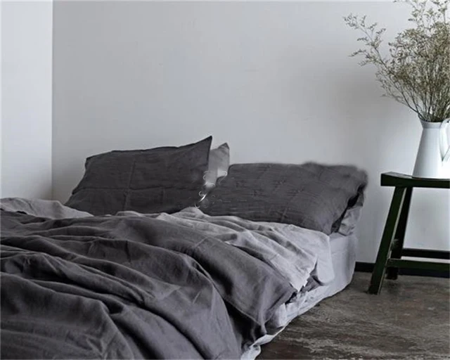 grijs gewassen linnen dekbedovertrek king size bed linnen franse