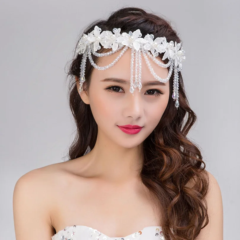 Handmade Luxury Crystal Wedding Hair Accessories White Red Hair Jewelry