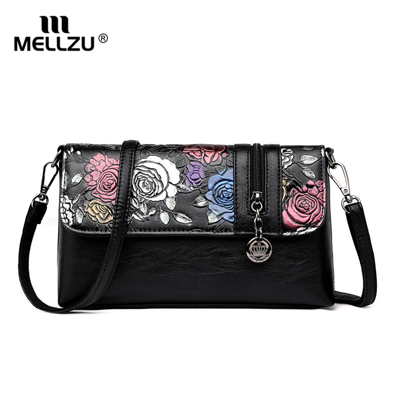 

Mellzu Women Handbag Fashion Style Female Painted Shoulder Bags Flower Pattern Messenger Bags Leather Casual Tote Evening Bag