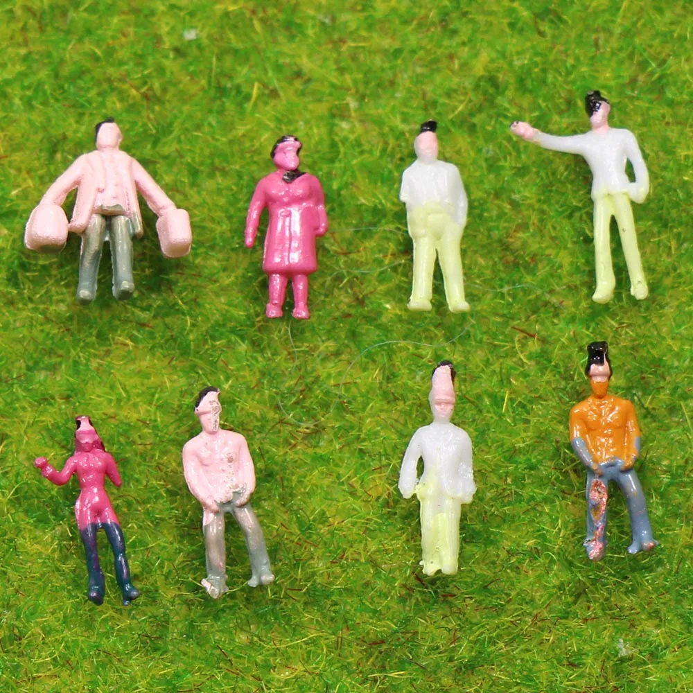100pcs1:200 Scale Z Gauge Painted Model DIY Layout Stree Figure Colourful People 