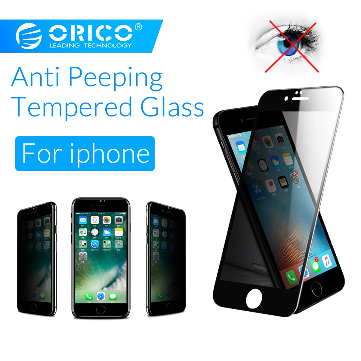  ORICO Gehärtetem Glas Privatsphäre Screen Protector Für iphone 8 Plus 6 S Schutzhülle Glas Auf ipho