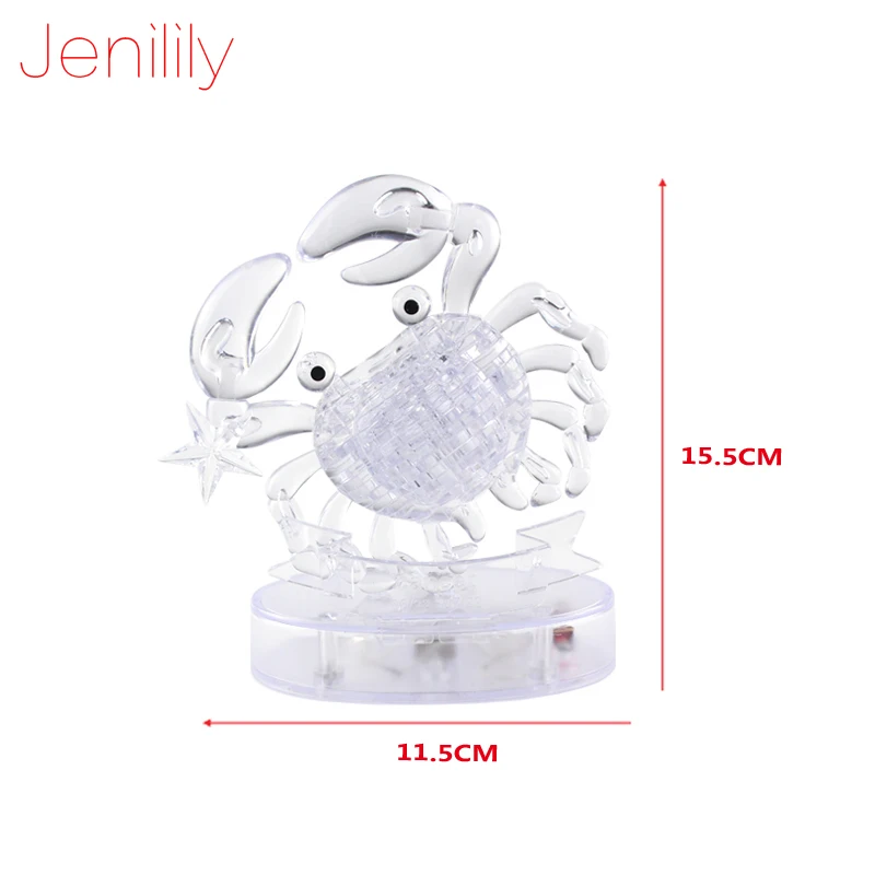 Jenilily DIY Забавный Краб 3D Хрустальные пазлы с цветными огнями 41 шт дети взрослые