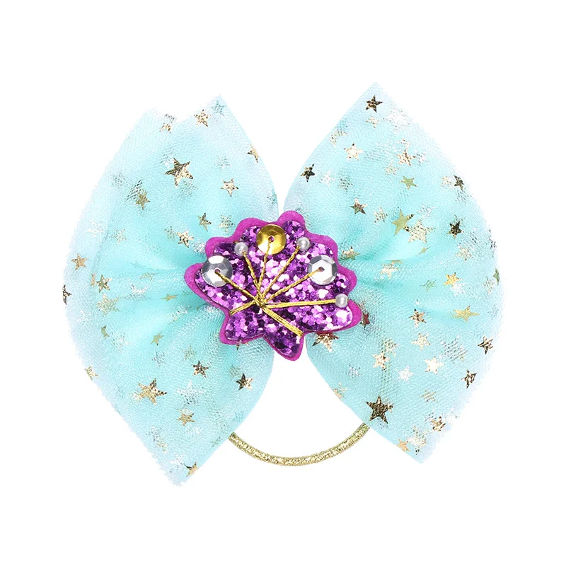 Blue bow hair ties 30 шт./лот блеск звезды Форма Блестящий фетровый основа Розовый Морской конек зажим для волос Блестящий фетровый Осьминог блесток дети прекрасный заколка на голову в форме животных - Цвет: Blue bow hair ties