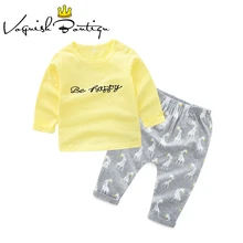 Одежда для новорожденных детские с буквенным принтом топы с мультяшным принтом леггинсы одежда для малышей Одежда для маленьких девочек