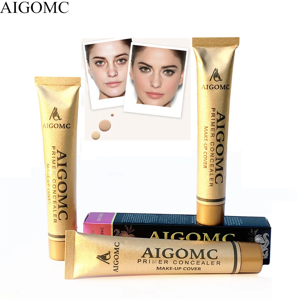 

Brand gold tube Face Base Liquid Foundation Makeup Full Coverage Concealer Whitening Primer BB Cream Waterproof Lasting