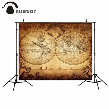 

Allenjoy photography backdrop Vintage kraft paper style globe big sailing background photo studio new design camera fotografica