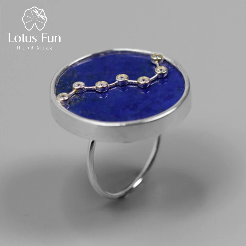 Lotus Fun реальные 925 серебро естественный голубой Лазурит ручной работы Fine Jewelry queen