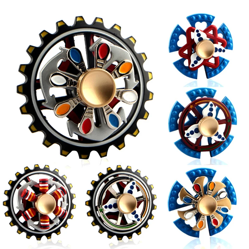 New Three Bearing Metal Fidget Spinner Pirate Ship Wheel Gear Fingertip Gyro Fidget Hand Spinner Desk EDC Toy Hand Spinner