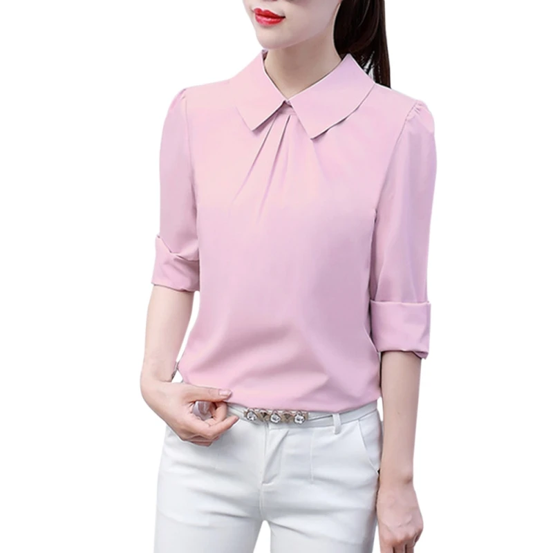 Women Tops Blouses Shirts New Fashion Top Femme Turn-Down Collar Long Sleeve White Blouse