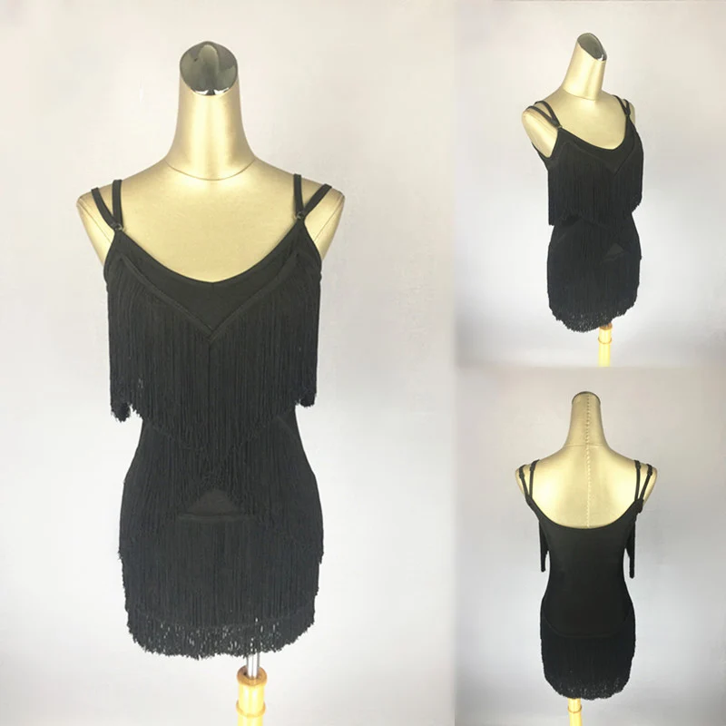 

Latin Dance Dress Sling Tassel Dresses Samba Costume Cha Cha Tango Dancer Dancing Clothes Woman Practice Performance Wear DN2333