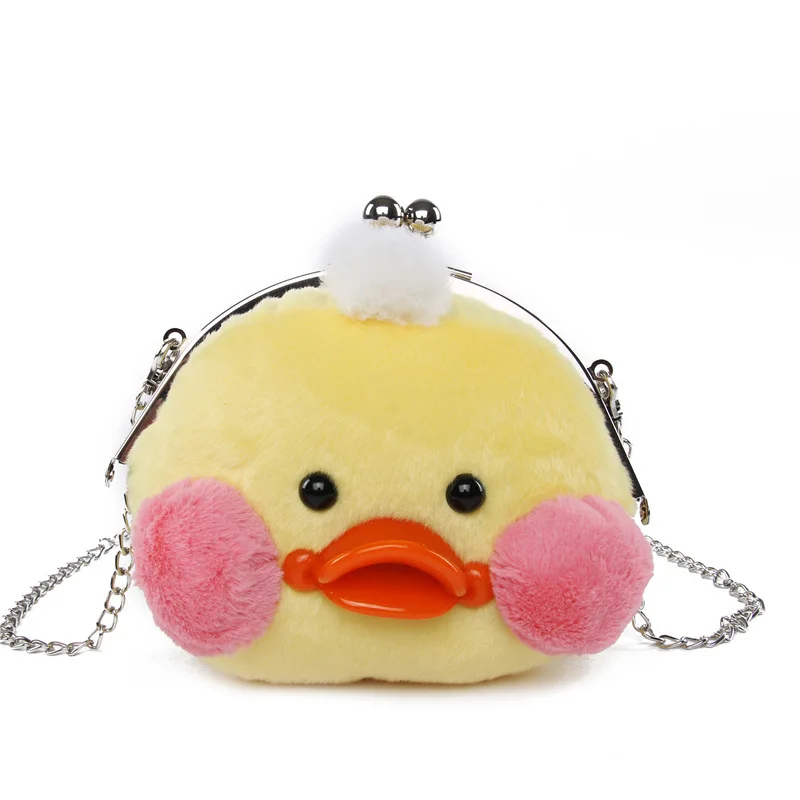 

Cute Animal Duck Bear Rabbit Small Plush Frame Hand Bag Doll Chain Cute Cartoon Messenger Bag Women's Handbag