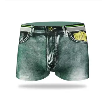 

cotton underwear men sexy mens boxers like jean boxer shorts man underpants Men's underwear denim printed dollar pocket boxer#b0