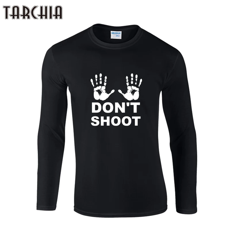 TARCHIA надписью Don't SHOOT Мужская футболка 2021 осень с круглым вырезом длинным
