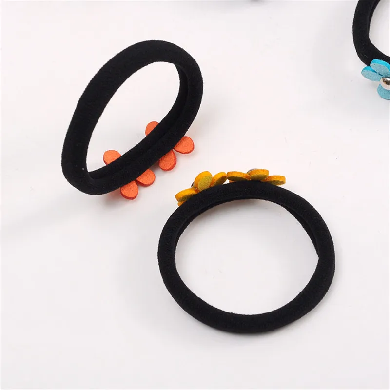 4Pcs/Lot Girls Hair Accessories Flower Headband Candy Color Rope Ring Pigtail Holder Kids Scrunchies Rubber Hair Bands for Girls