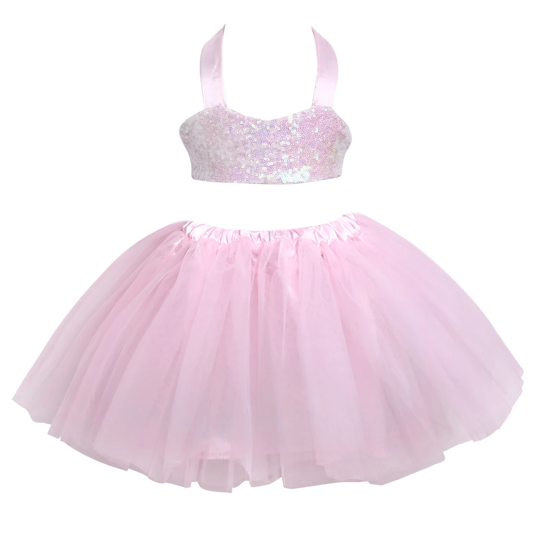 Детское платье с блестками для маленьких девочек вечерние платья подружки невесты, тюль-Туту-лук, платье - Цвет: Розовый