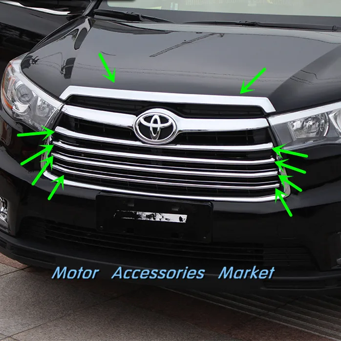 New Chrome Front Grille Cover Hood Trim For Toyota Highlander 2014 2015