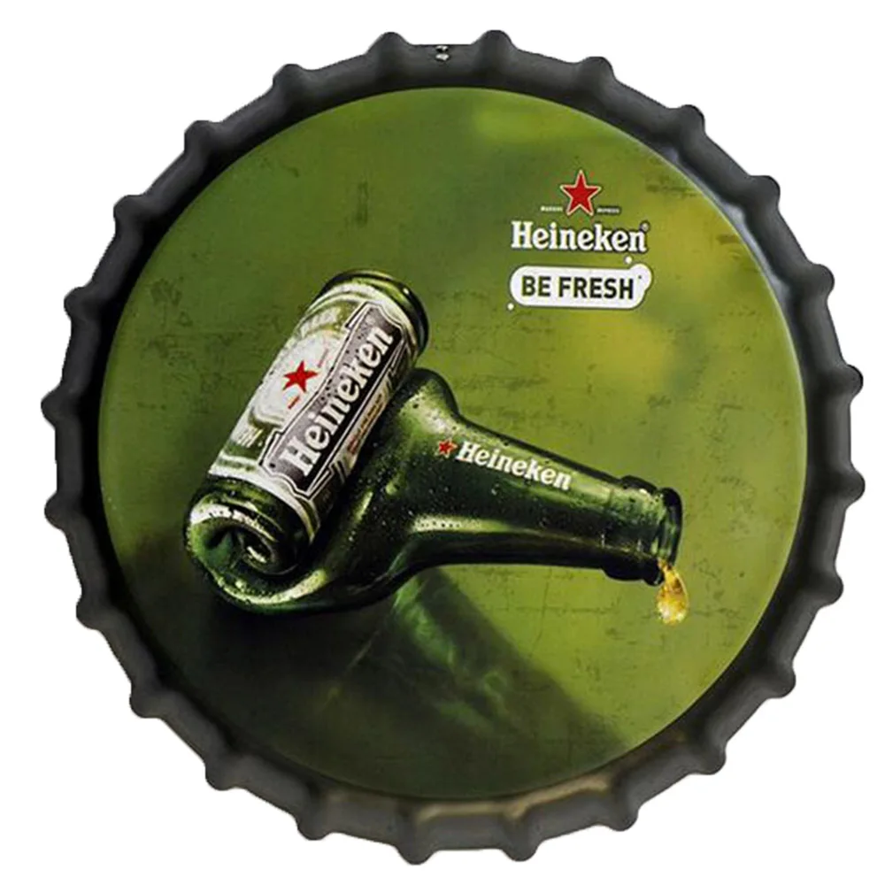 Tapa de botella de cerveza, placa Vintage de Metal, letreros de lata, barra de café, letrero, decoración de pared, cartel de placas redondas de Nostalgia Retro 35 CM
