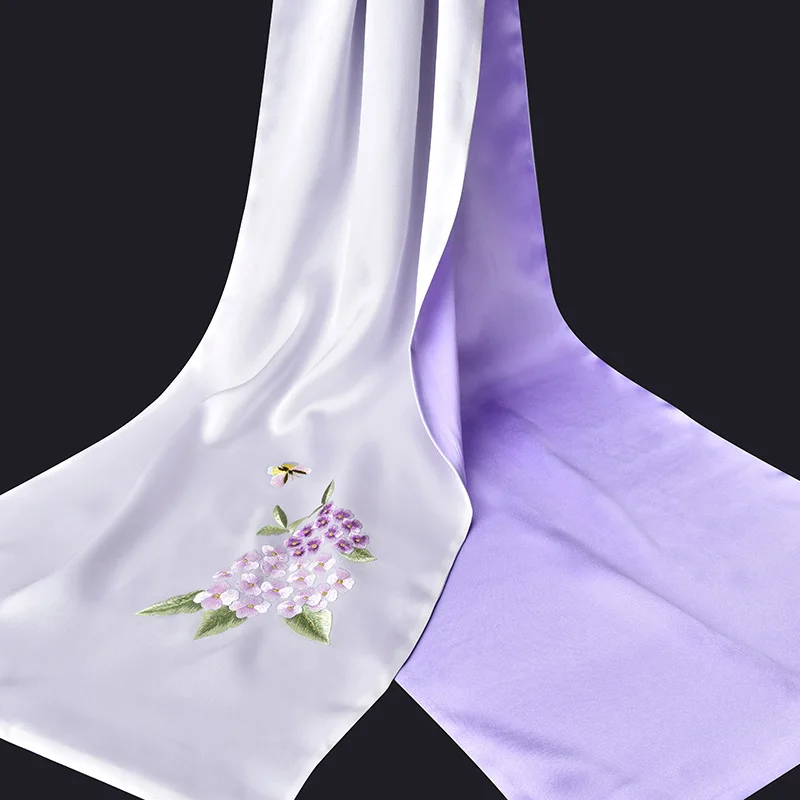 Ручная вышивка, настоящий Шелковый шарф для женщин, Цветочный натуральный шелковый шарф 16MU, чистый Шелковый шарф, шали и палантины - Цвет: COLOR 5