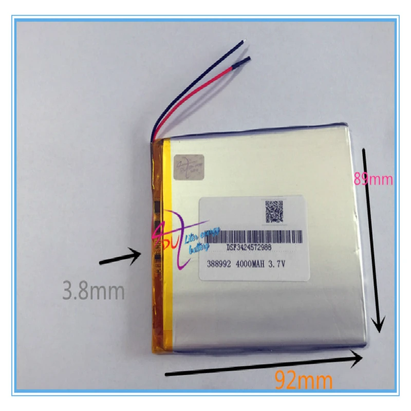 10 pcs 3.7V 4000mah 388992 409090 Lithium Polymer Li-Po Rechargeable battery For GPS Power bank Tablet PC MID DVD PAD | Электроника