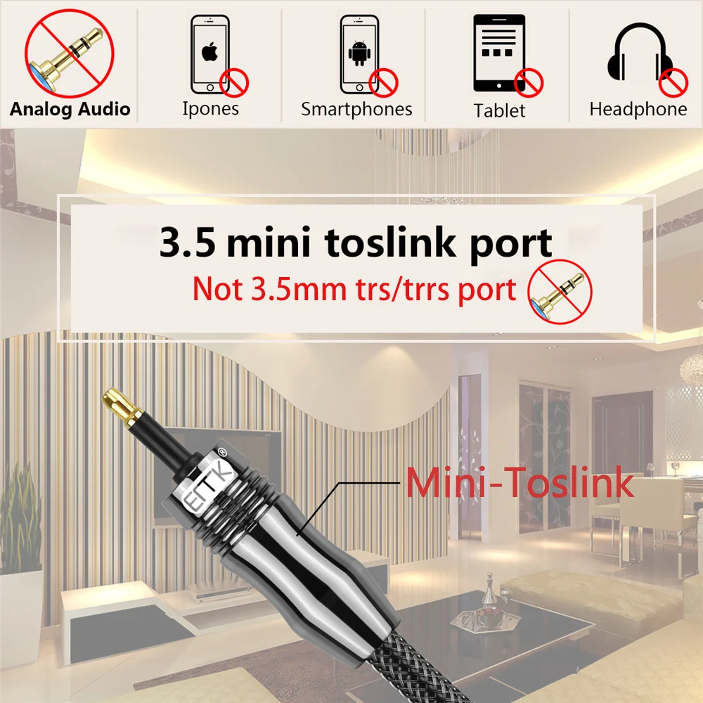 EMK Toslink to Mini Toslink Cable Digital Sound SPDIF Optical Cable 3.5 to Optical Audio Cable Adapter for Macbook 1m 10m EMK Toslink to Mini Toslink Cable Digital Sound SPDIF Optical Cable 3.5 to Optical Audio Cable Adapter for Macbook 1m 10m