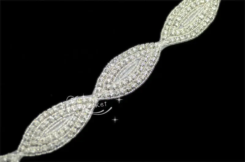1 Yard SS18 clear rhinestone beaded trim applique Iron On bridal costumerhinestone beaded trim