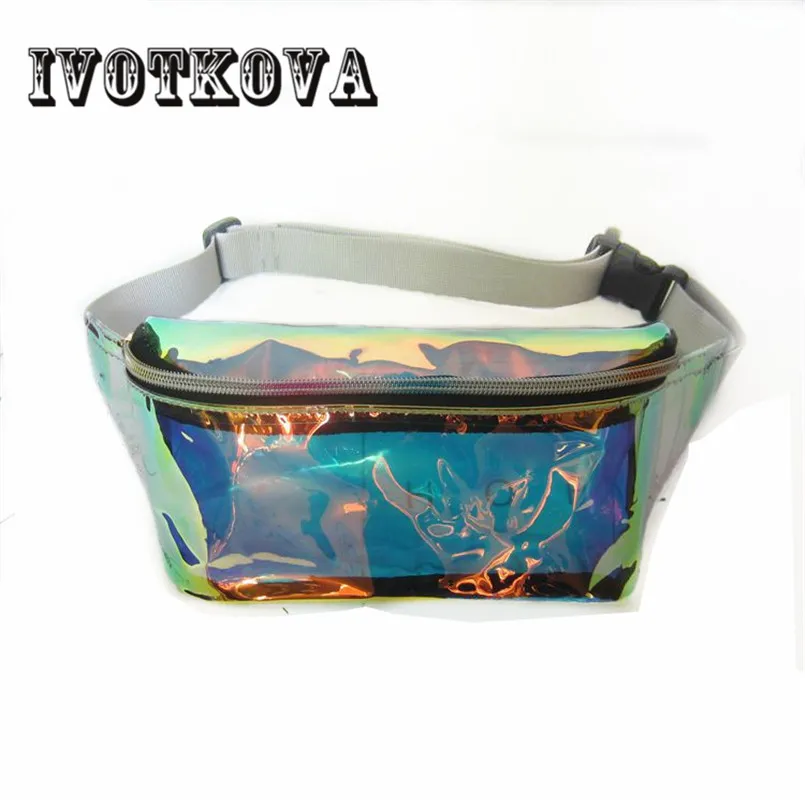 

IVOTKOVA 2018 New Fanny Pack Women's Handbags Laser Purse Translucent Reflective Chest Waist Bag Hot Sale Women Belt Bag